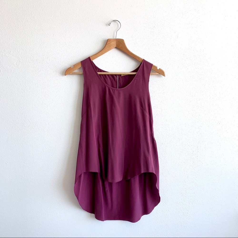 Rebecca Minkoff Pictor hi-low silk burgundy top